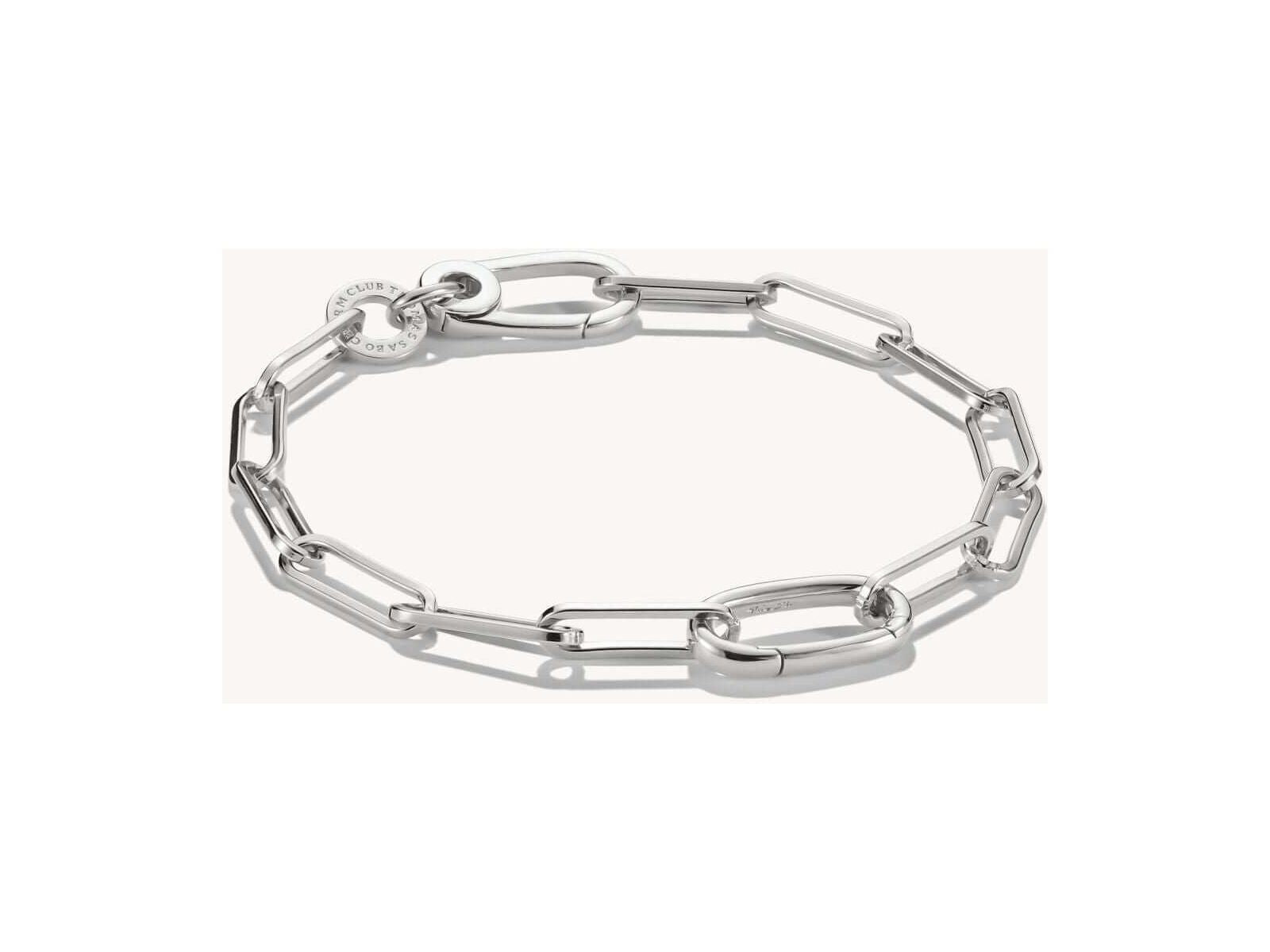 Bracelet charm en argent 925 avec design paperclip moderne et connect link pour personnaliser vos charms.