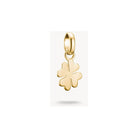 Charm pendentif trèfle à quatre feuilles plaqué or, symbole de chance et d'élégance.