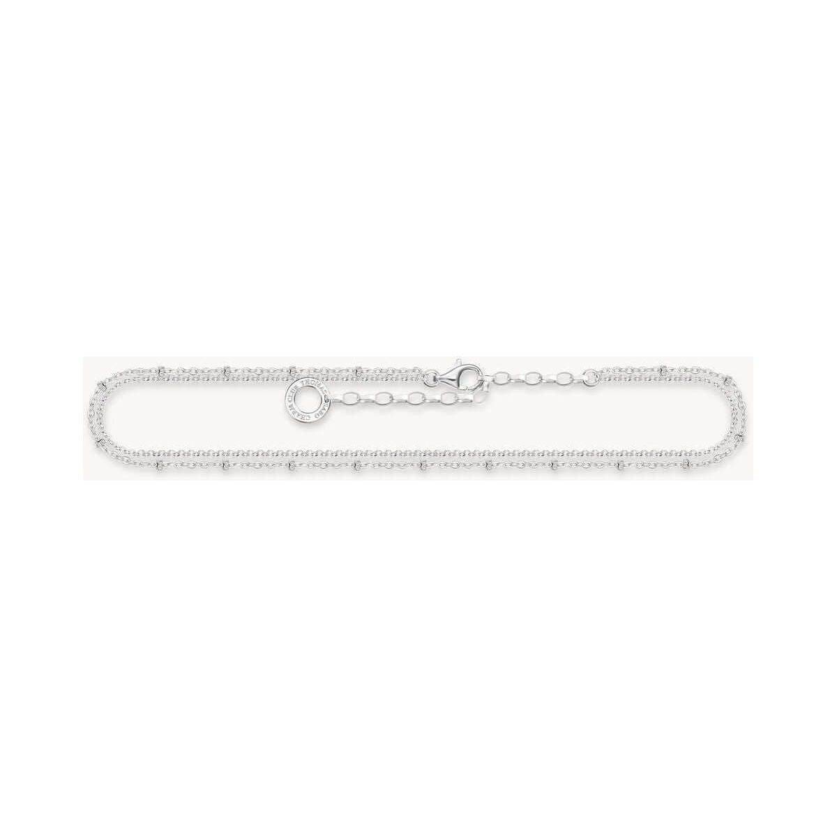 Chaîne de cheville double en argent sterling 925 avec maille jaseron et maillons forçat, ajustable de 22 à 27 cm.