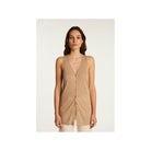 Gilet à manches courtes en lin flammé Dara, léger et élégant pour un style estival chic.