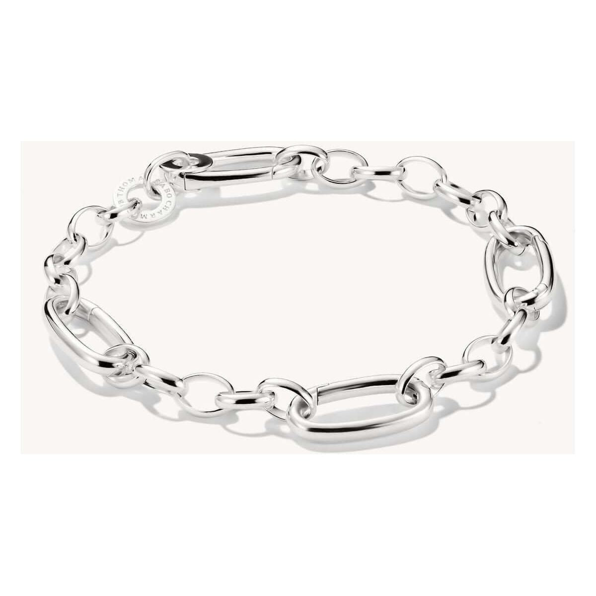 Bracelet charm en argent 925 avec trois Connect Links, design élégant et sophistiqué avec maillons ovales.