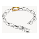Bracelet charm bicolore en argent recyclé, avec maillon central plaqué or 18k, design moderne.