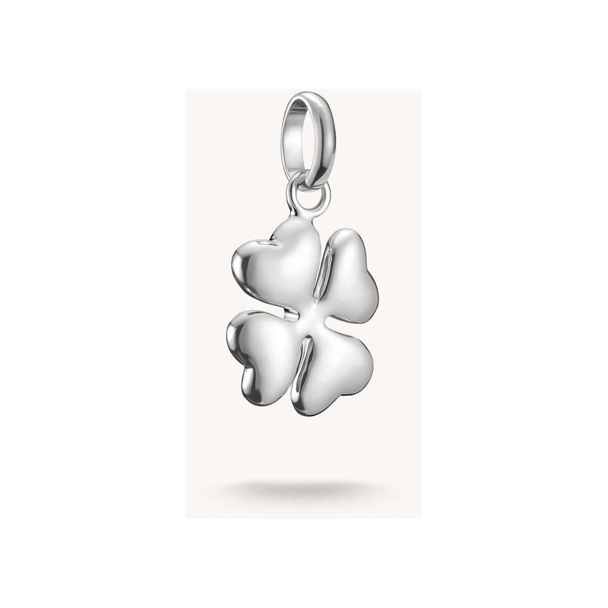 Pendentif charm 3D en argent 925 en forme de trèfle à quatre feuilles, symbole de chance et d'élégance.