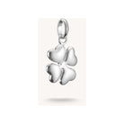 Pendentif charm 3D en argent 925 en forme de trèfle à quatre feuilles, symbole de chance et d'élégance.