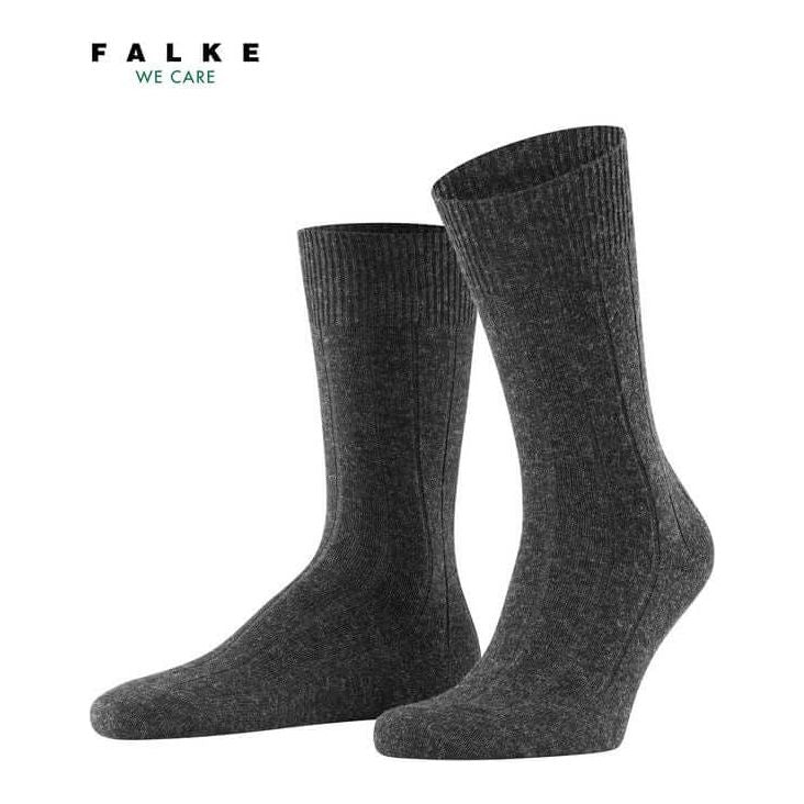 Chaussettes Lhasa rib en laine et cachemire, offrant confort et durabilité, de couleur gris, présentation en paire.