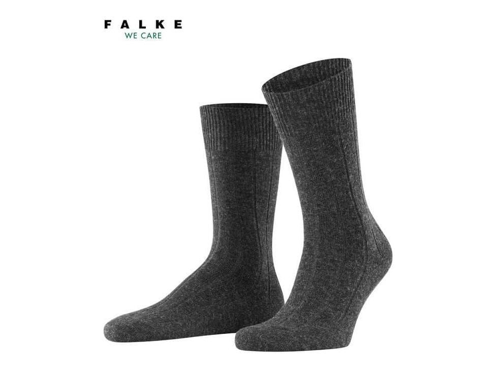 Chaussettes Lhasa rib en laine et cachemire, offrant confort et durabilité, de couleur gris, présentation en paire.