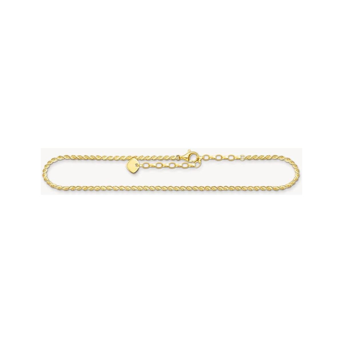 Chaîne de cheville en or jaune 18 carats, design à corde classique, ajustable de 22 à 27 cm.
