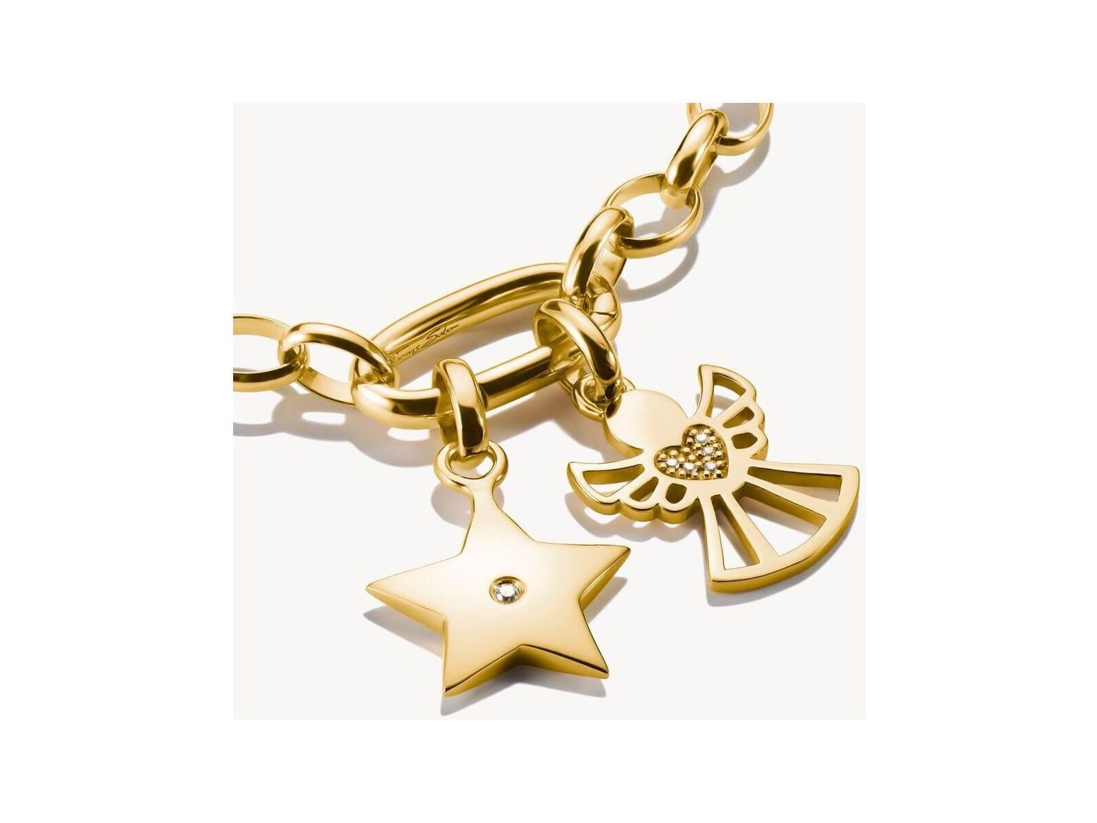 Pendentif charm étoile et ange, plaqué or, avec zircon blanc, élégant pour bracelets et colliers.