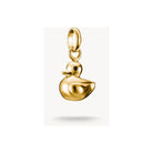 Pendentif charm canard en plaqué or 18 carats, idéal pour personnaliser bijoux avec une touche de gaieté.