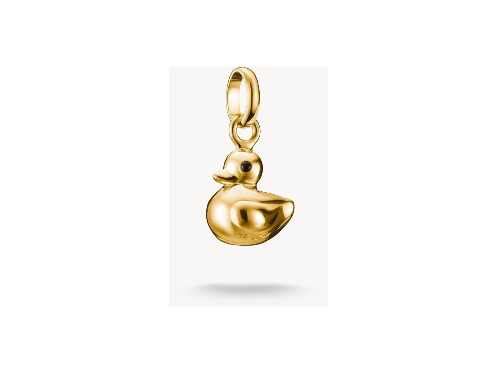 Pendentif charm canard en plaqué or 18 carats, idéal pour personnaliser bijoux avec une touche de gaieté.