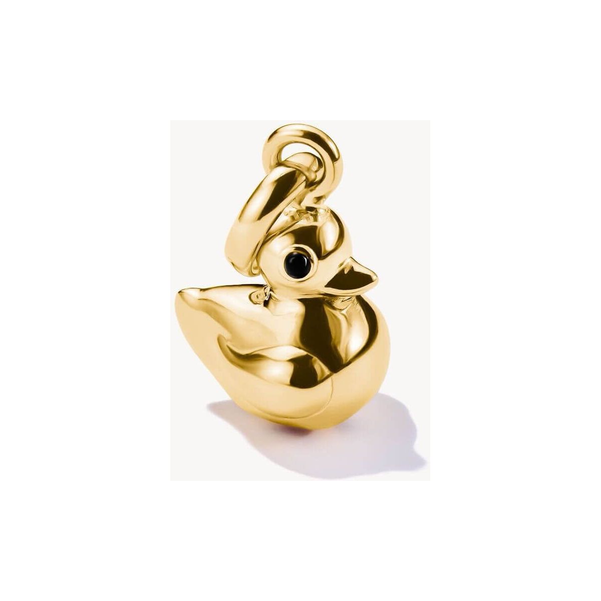 Charm pendentif en forme de canard en plaqué or, idéal pour personnaliser bijoux comme bracelets ou colliers.