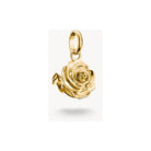 Charm pendentif en forme de fleur de rose plaqué or, élégant et détaillé en 3D.