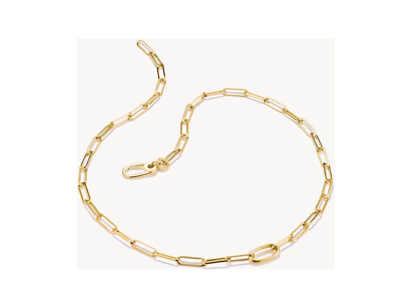 Collier Charm Paperclip en or plaqué avec maillons délicats et fermoir mousqueton.