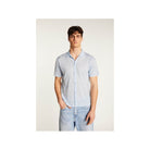 Chemise Matthew blue short-sleeve shirt for men, lightweight and stylish for sunny days.