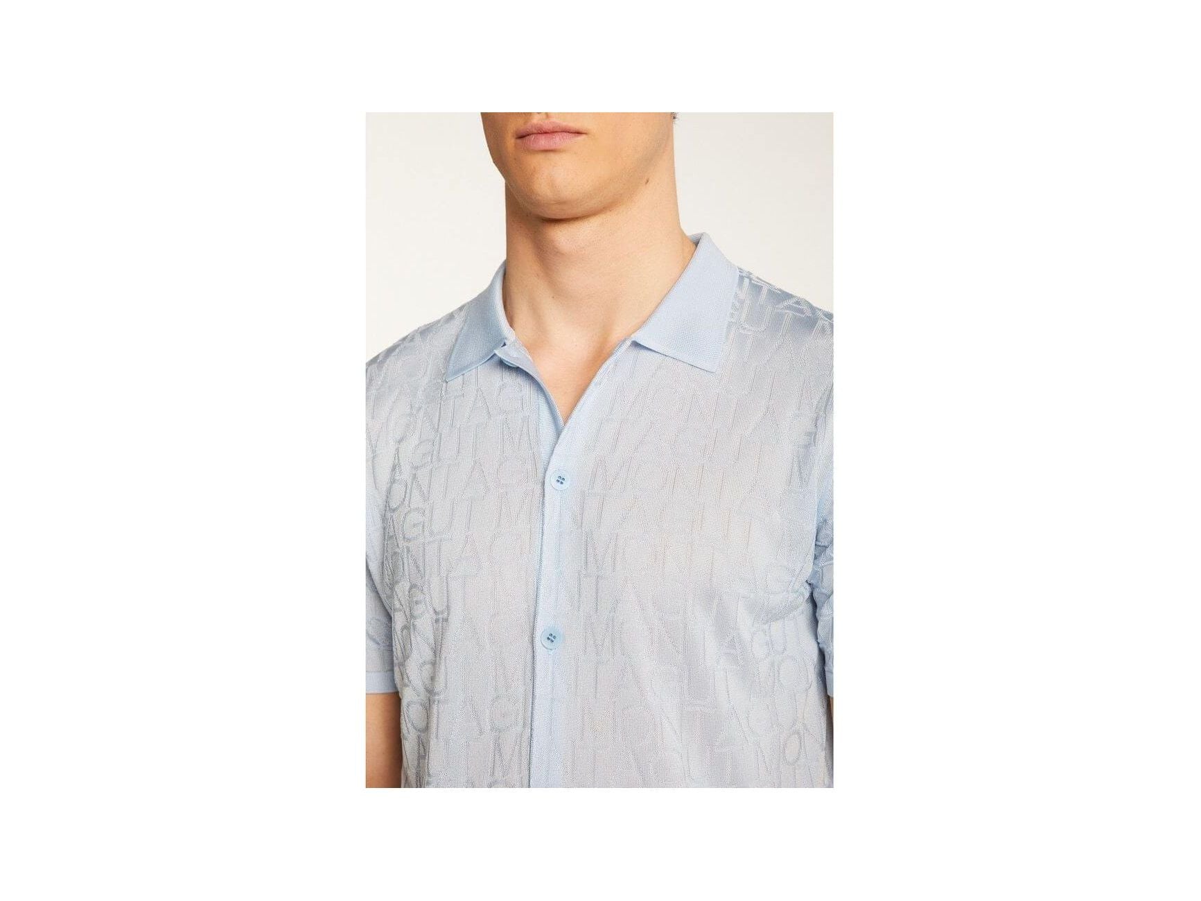 Chemise Matthew en polyamide léger avec motif texturé, pour homme, couleur bleu, élégante et respirante.
