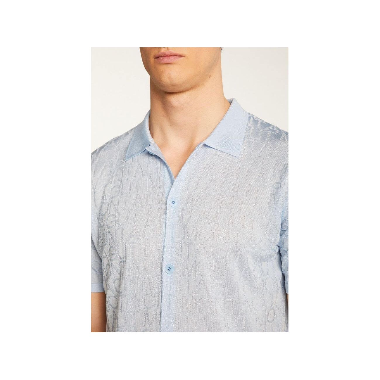 Chemise Matthew en polyamide léger avec motif texturé, pour homme, couleur bleu, élégante et respirante.