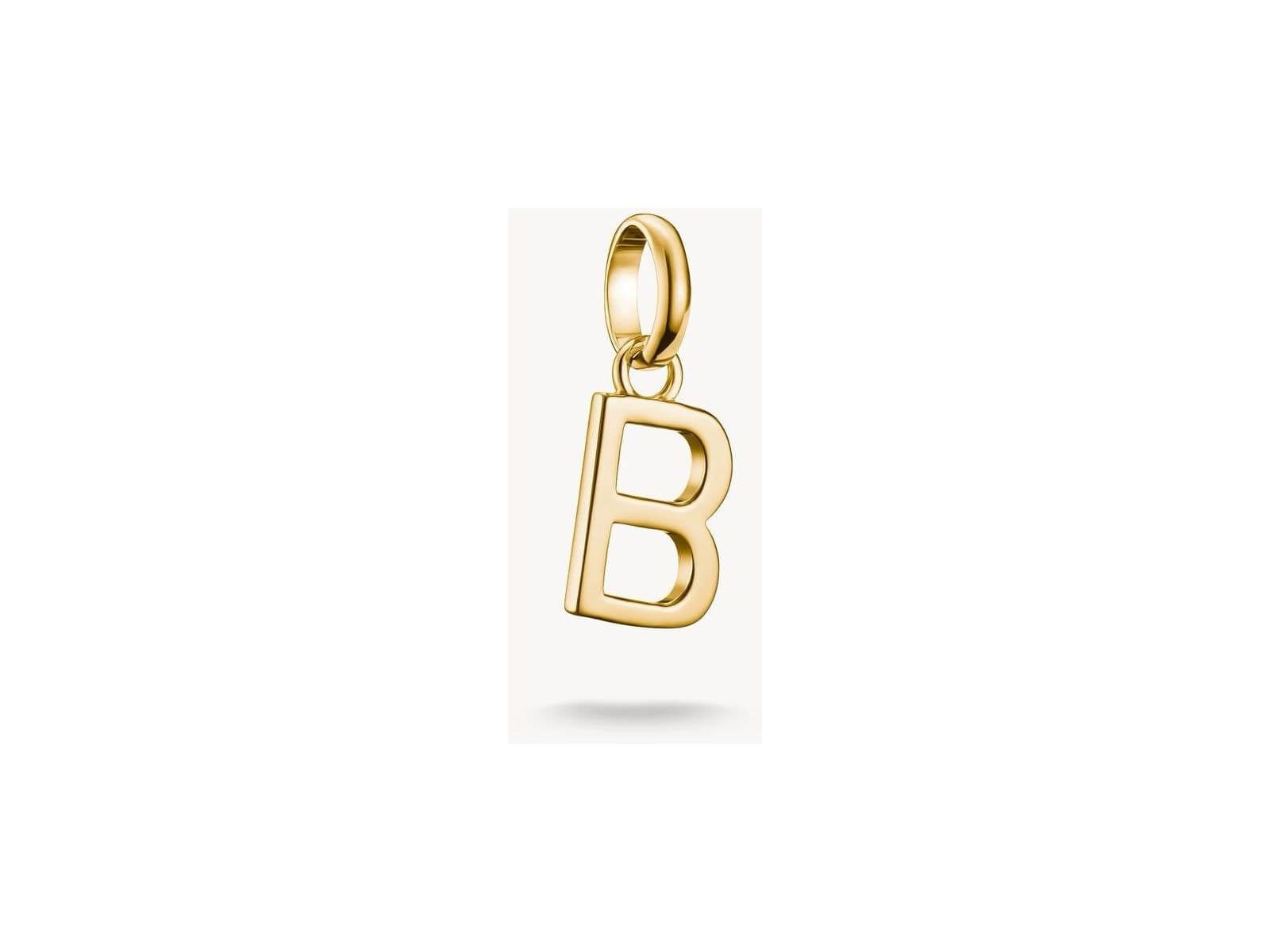 Pendentif charm lettre B en plaqué or 18k, parfait pour personnaliser bijoux et raconter votre histoire.