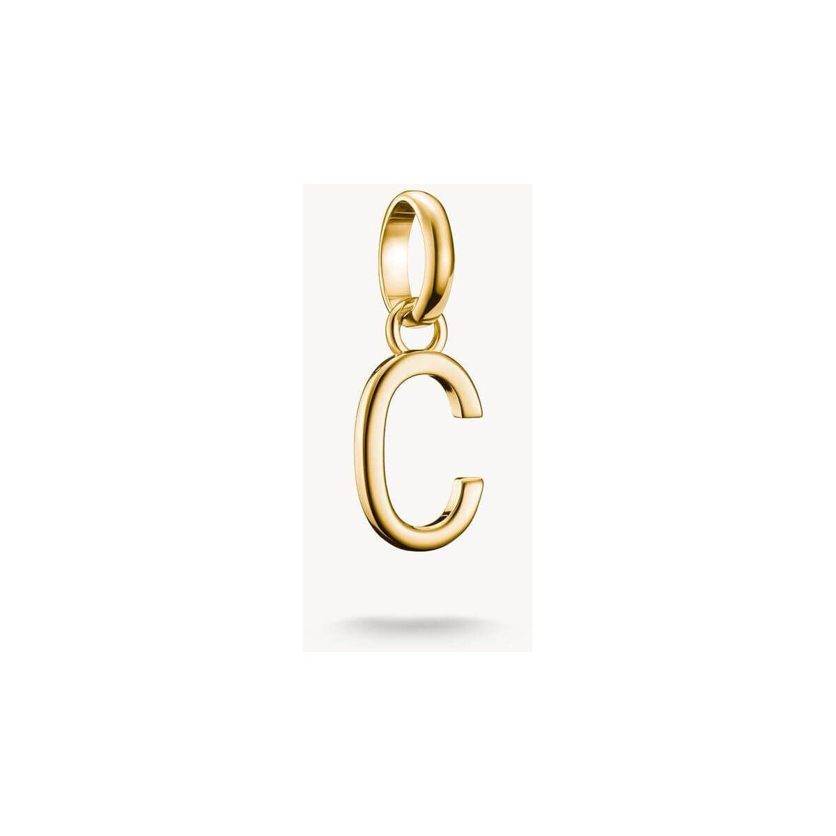Pendentif charm lettre C en argent 925 plaqué or, élégant et personnalisable pour chaînes et bracelets.