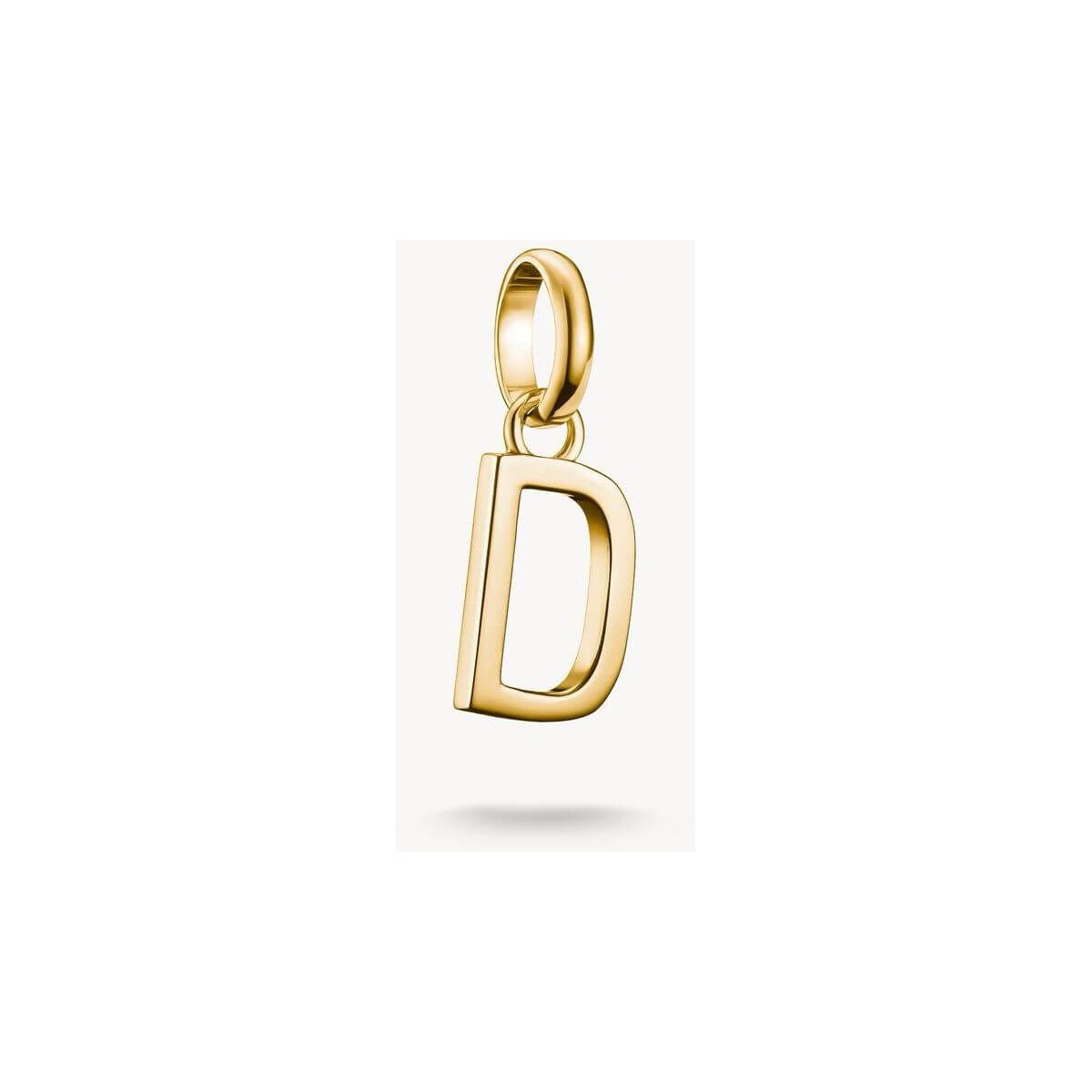 Pendentif charm lettre D en plaqué or, élégant et personnalisé pour bracelets ou chaînes.