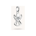 Pendentif charm en argent recyclé en forme d'ange avec cœur pavé de zirconiums blancs.