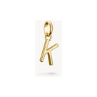 Pendentif charm lettre K en plaqué or 18k, élégant et personnalisable pour bijoux uniques.