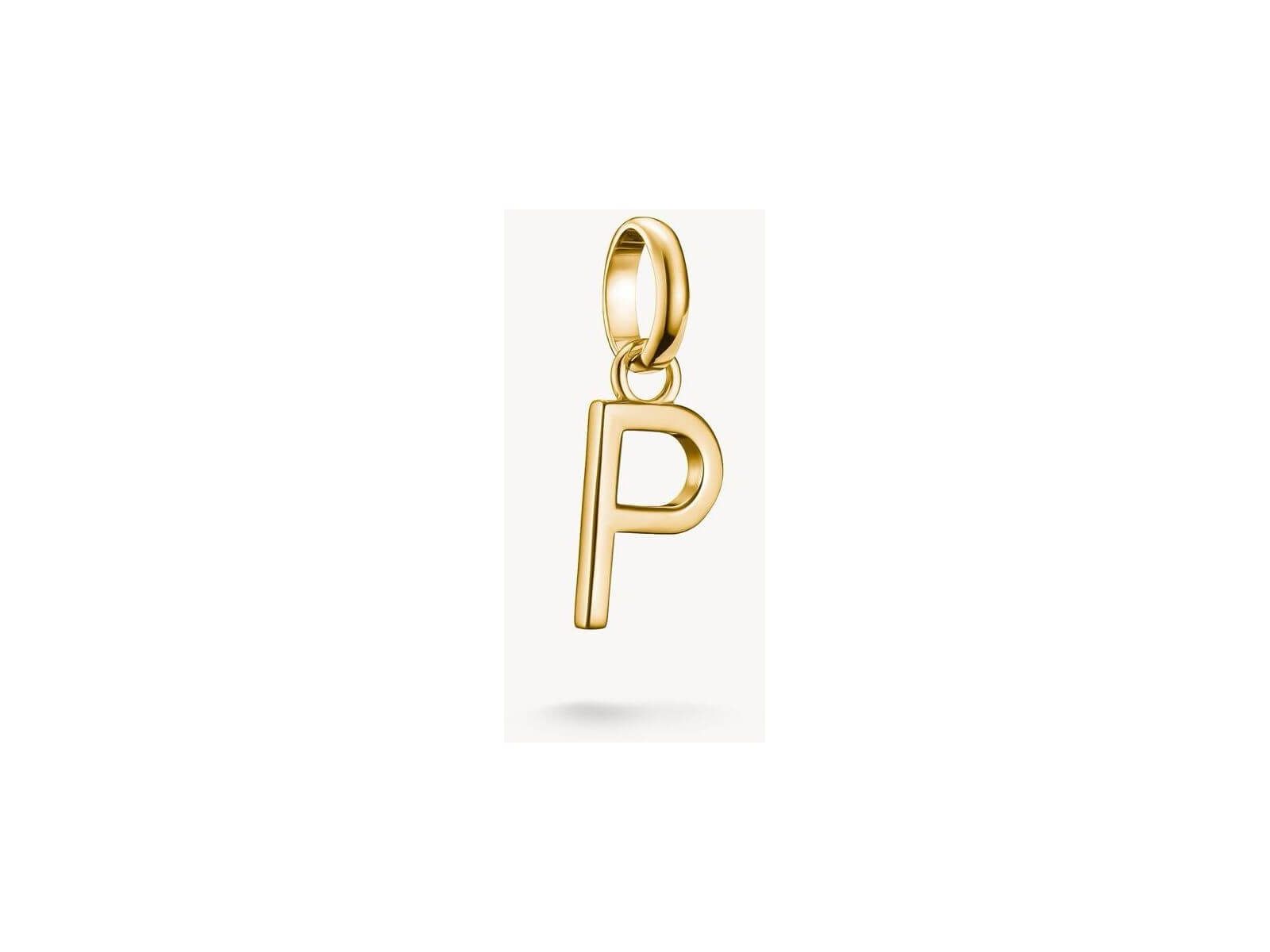 Pendentif charm lettre P en plaqué or 18k, élégant et personnel, pour bijoux sur mesure.