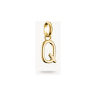 Pendentif charm lettre Q en plaqué or 18k, élégant et personnalisable pour chaînes ou bracelets.