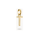 Pendentif charm lettre T en plaqué or 18k, design élégant et moderne, parfait pour des bijoux personnalisés.