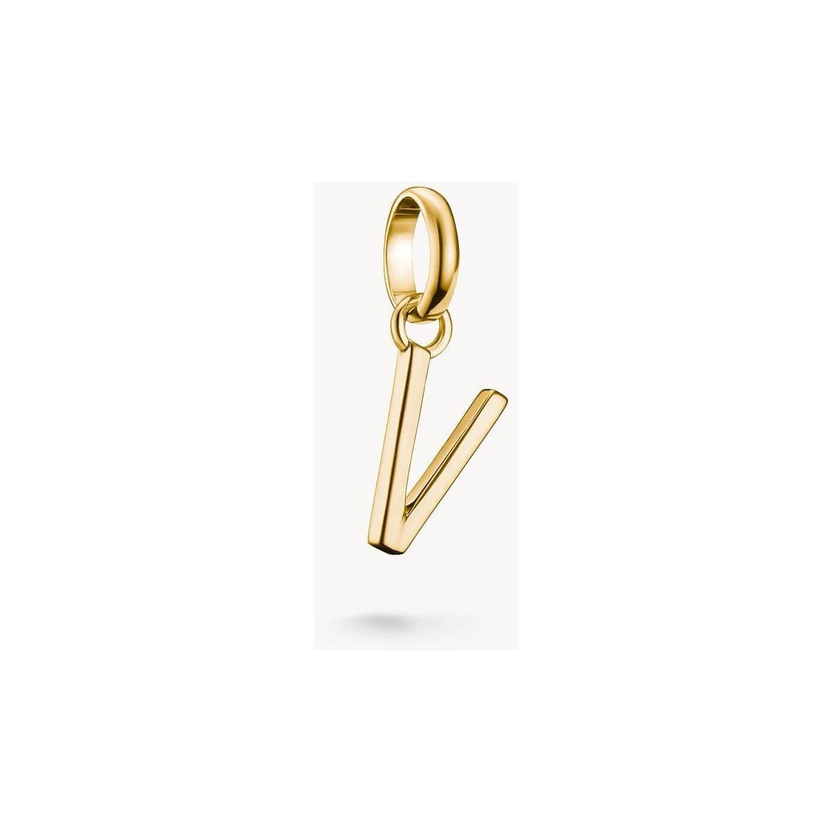 Pendentif charm lettre V en or 18k, élégant et personnalisable, parfait pour chaînes ou bracelets.