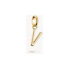Pendentif charm lettre V en or 18k, élégant et personnalisable, parfait pour chaînes ou bracelets.
