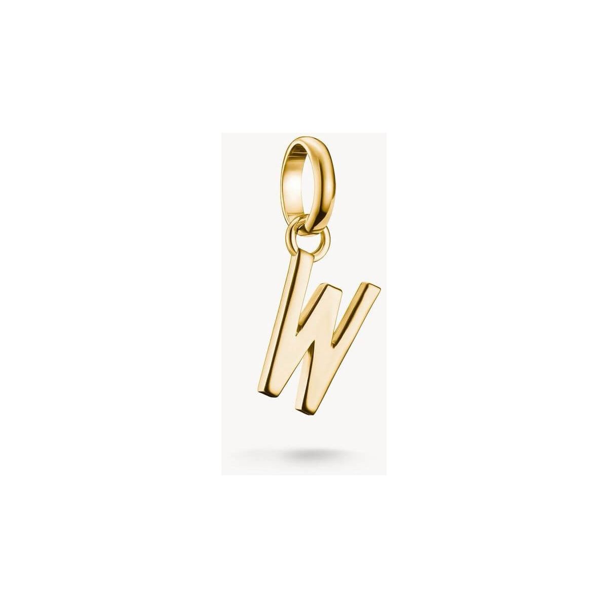 Pendentif charm lettre W en plaqué or 18k, élégant et personnel pour bijoux sur mesure.