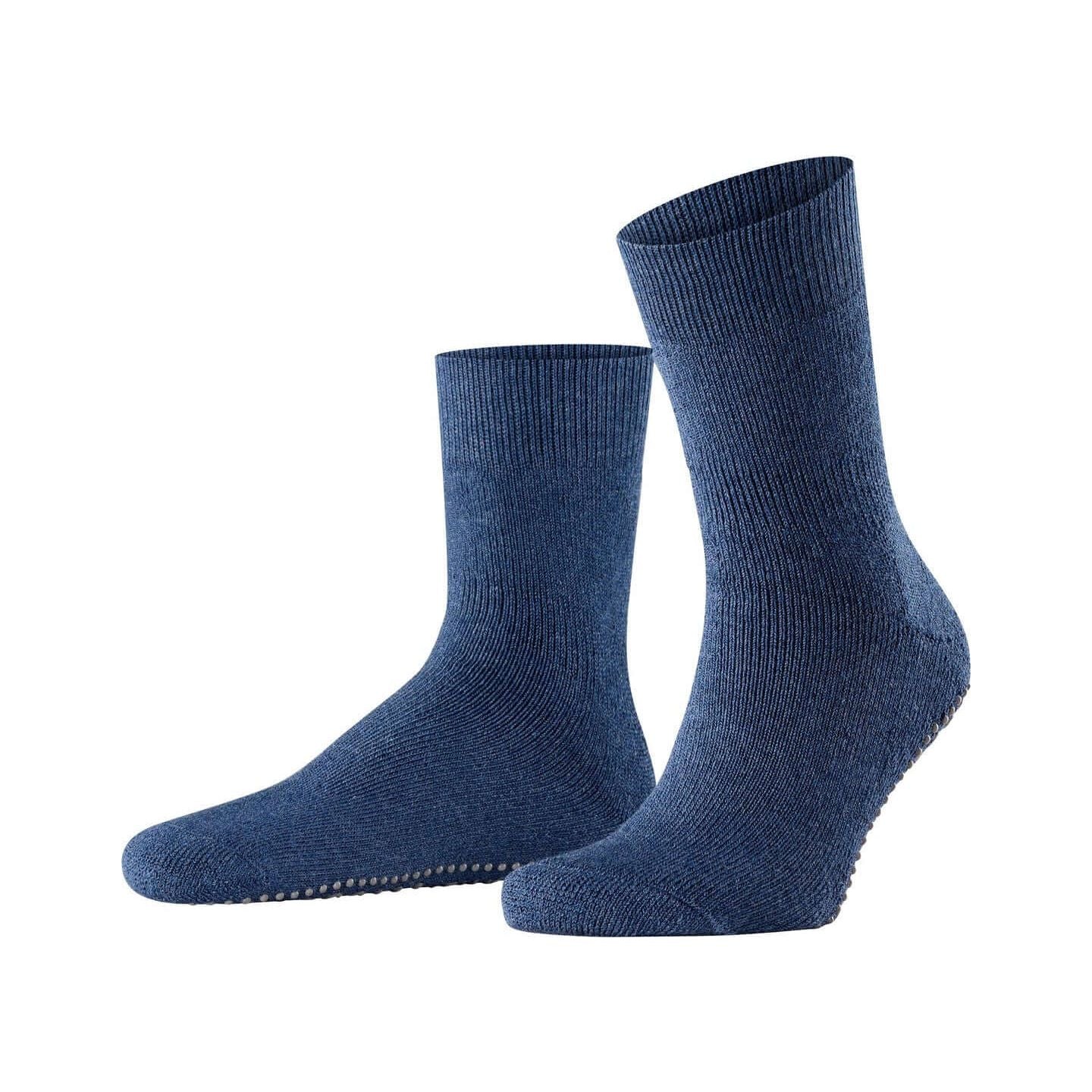 Chaussettes Homepads FALKE en bleu, avec picots en silicone pour une adhérence optimale à la maison.