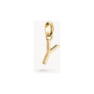 Charm pendant in 18k gold plated recycled silver, letter Y design, elegant and customizable accessory.