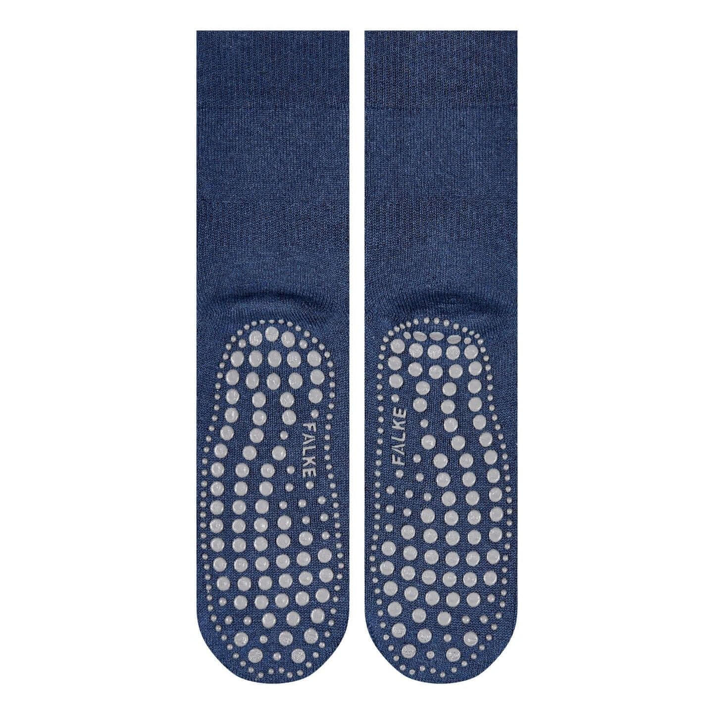 Chaussettes Homepads FALKE bleues avec semelle antidérapante en silicone pour un confort optimal à la maison.