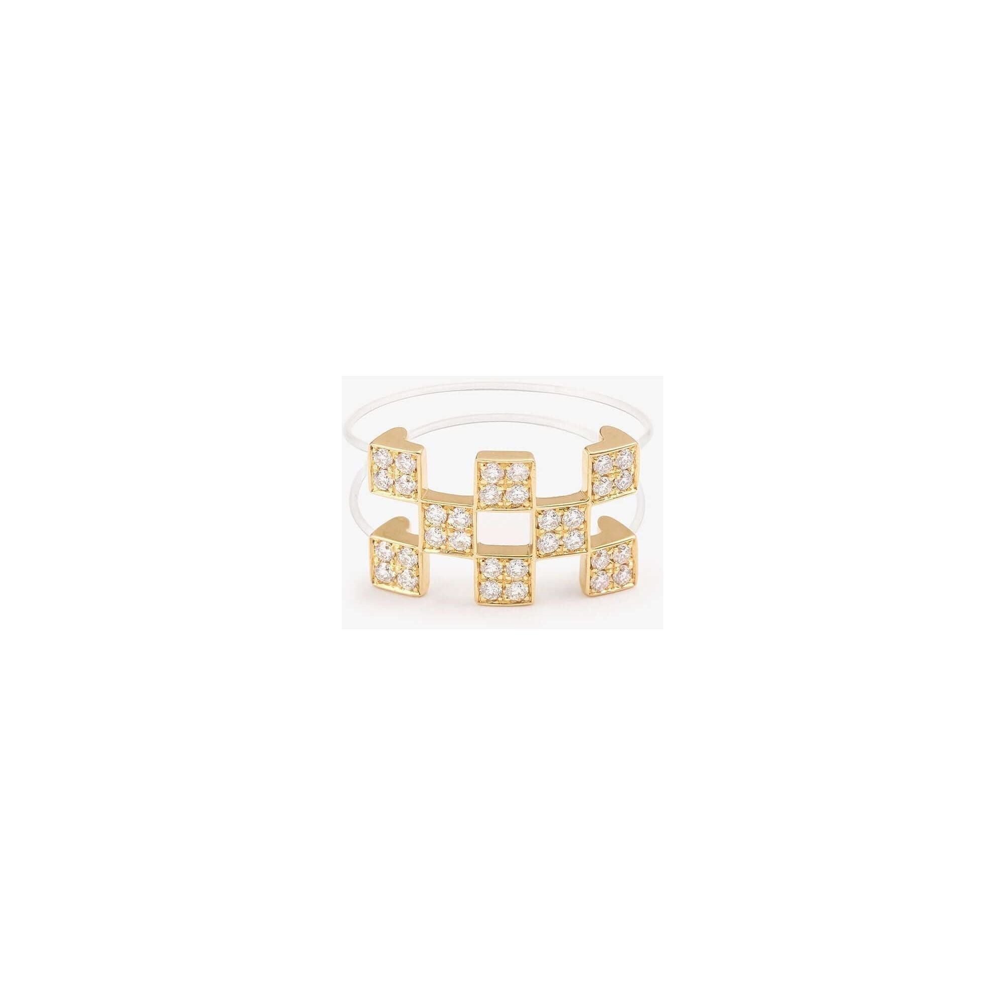 Bague nylon illusion en or 18cts avec diamants D-F pureté VS, garantie 5 ans, poids total 0.32ct.