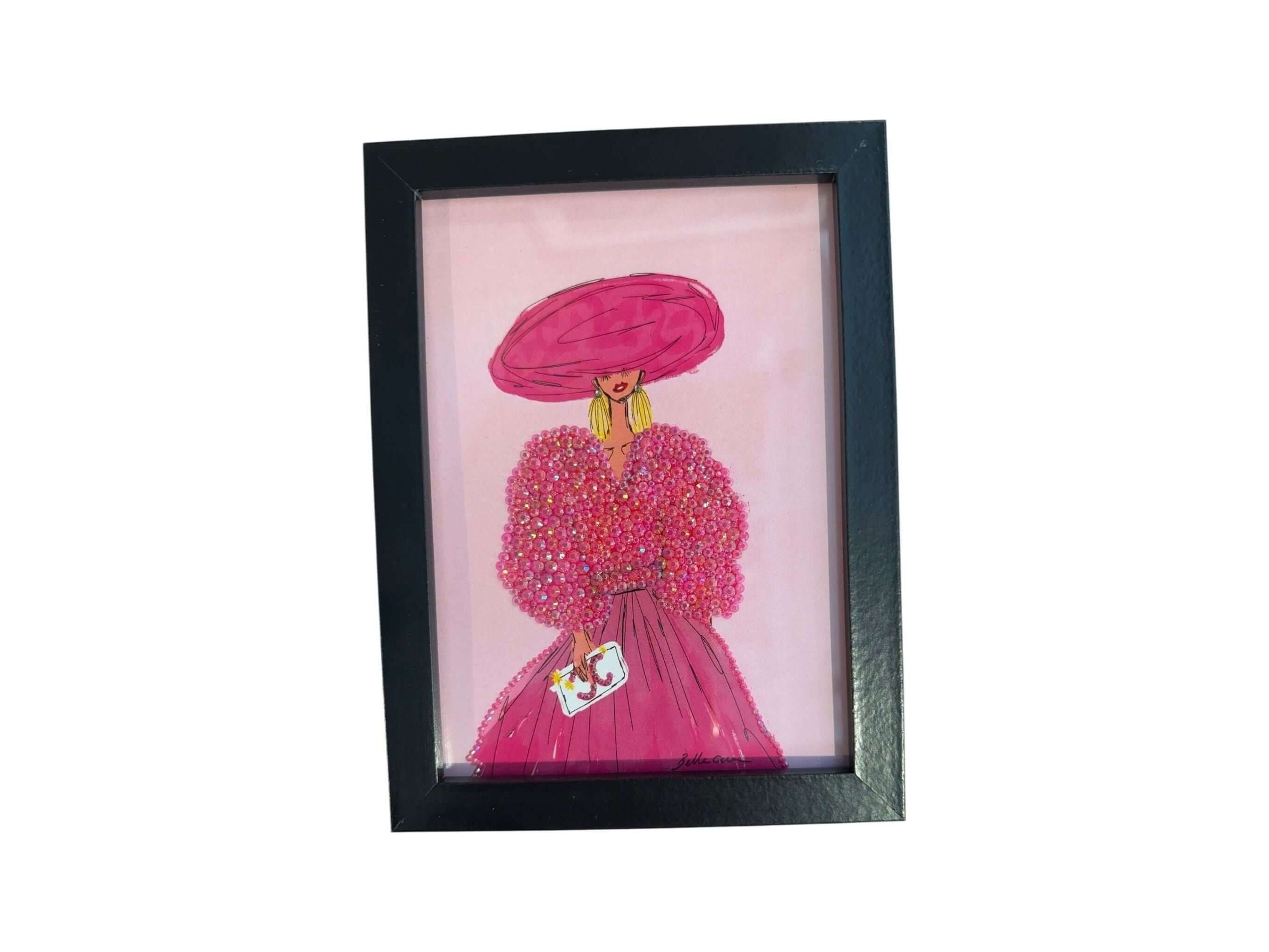 Photo encadrée 13x19 cm, illustration mode ornée de cristaux brillants, prête à accrocher pour sublimer votre intérieur.