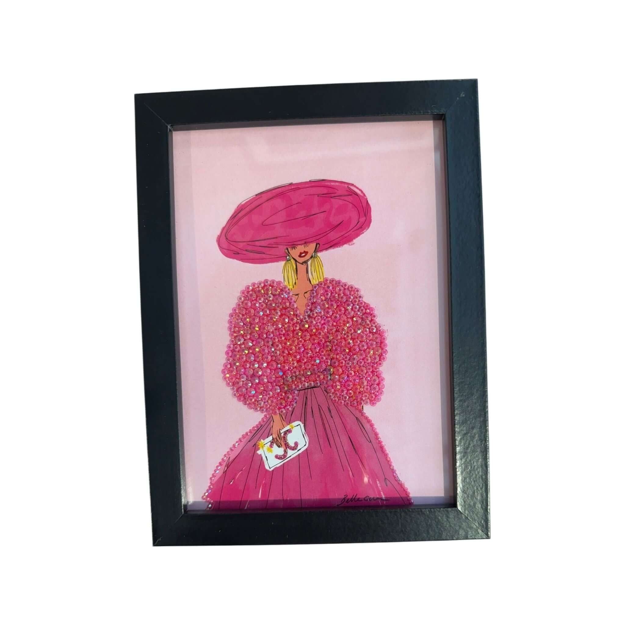 Photo encadrée 13x19 cm, illustration mode ornée de cristaux brillants, prête à accrocher pour sublimer votre intérieur.