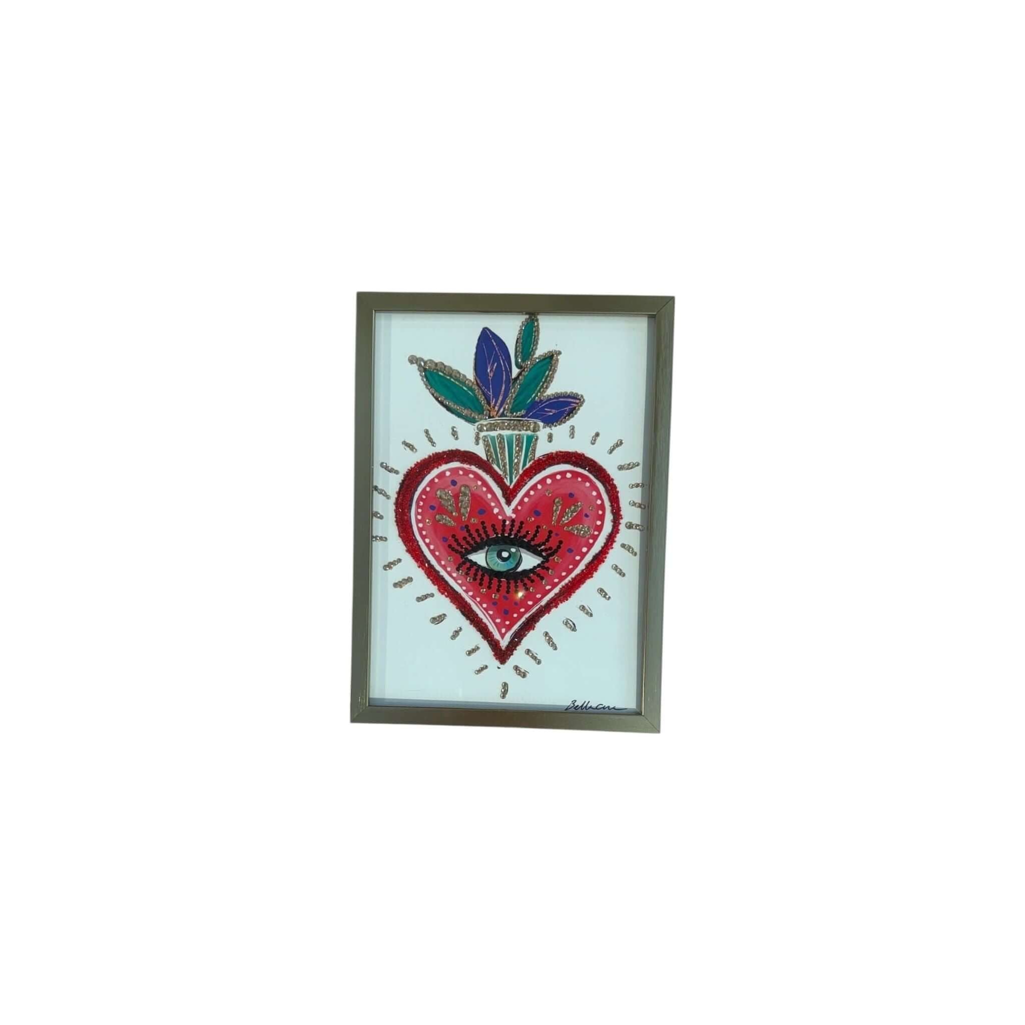 Photo encadrée 13x19 cm avec cristaux brillants, art unique au design de cœur pour décorer votre intérieur.