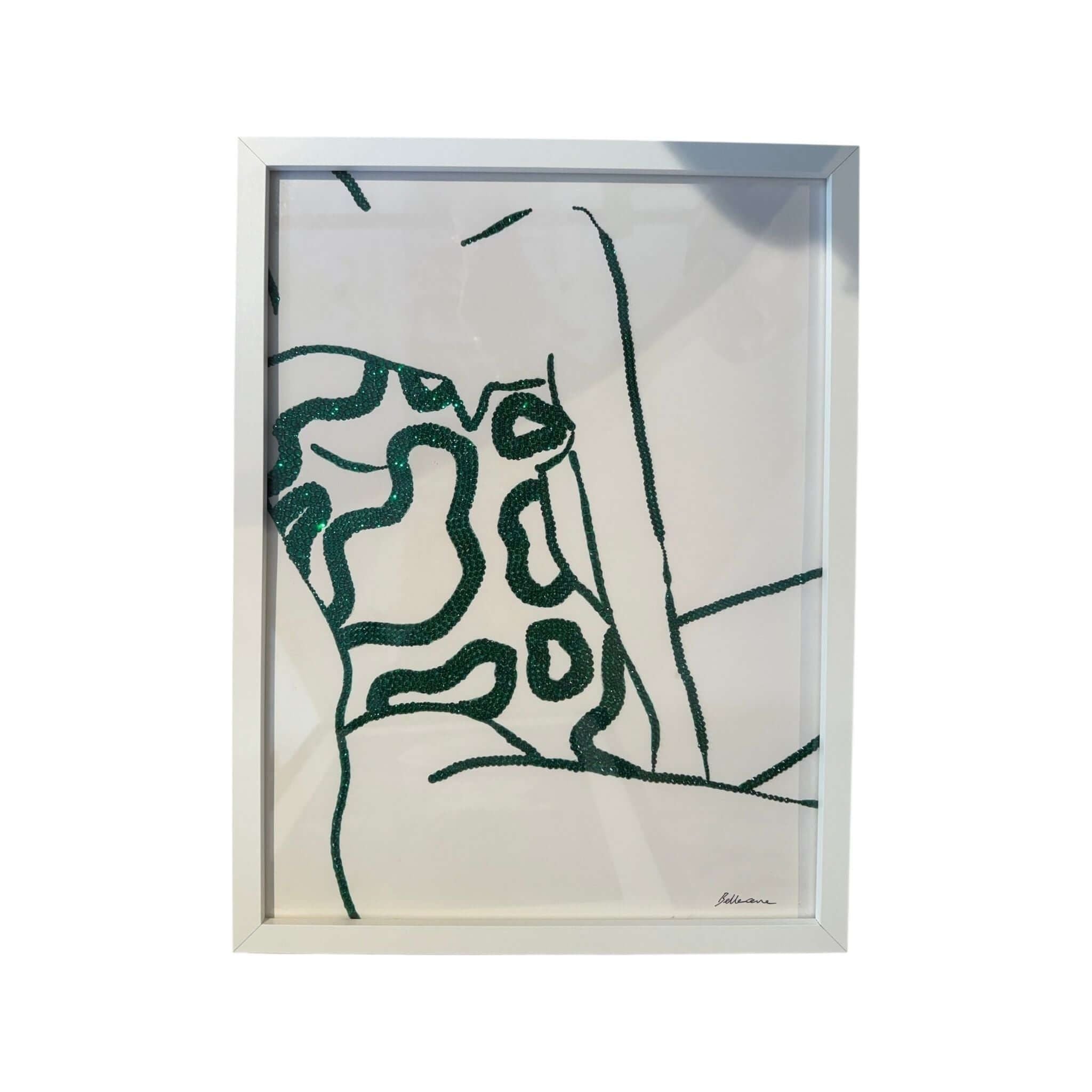 Photo encadrée 30x40 avec dessin stylisé et strass brillants, ajoutant glamour à votre décoration.