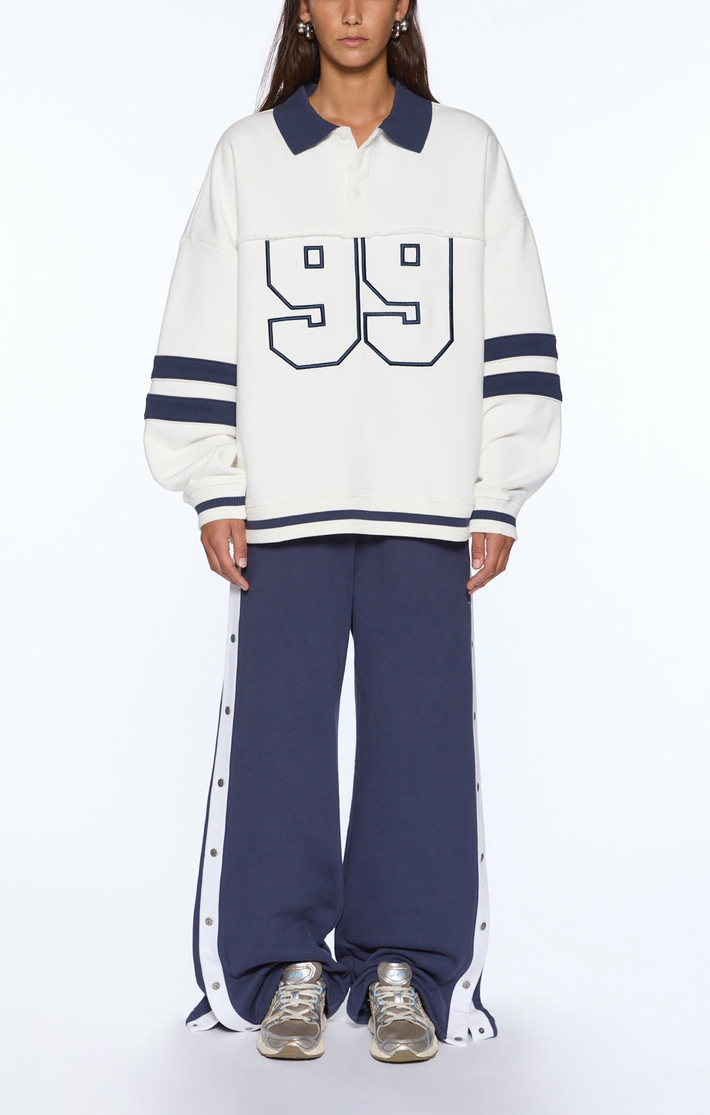 99 boyfriend polo sweatshirt vintage white