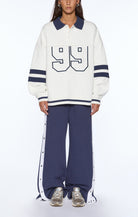 99 boyfriend polo sweatshirt vintage white