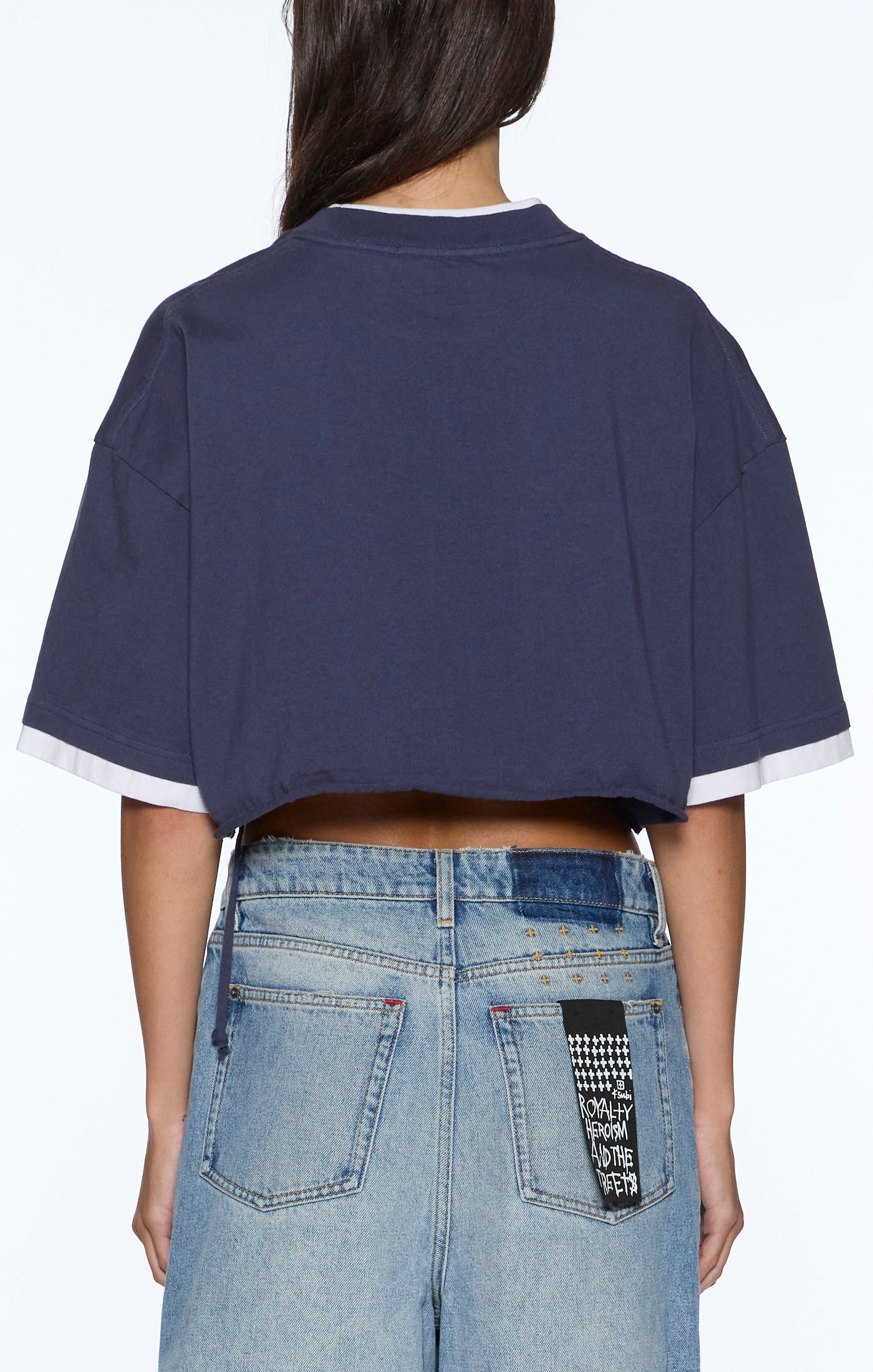 99 boyfriend cropped ss tee ink blue