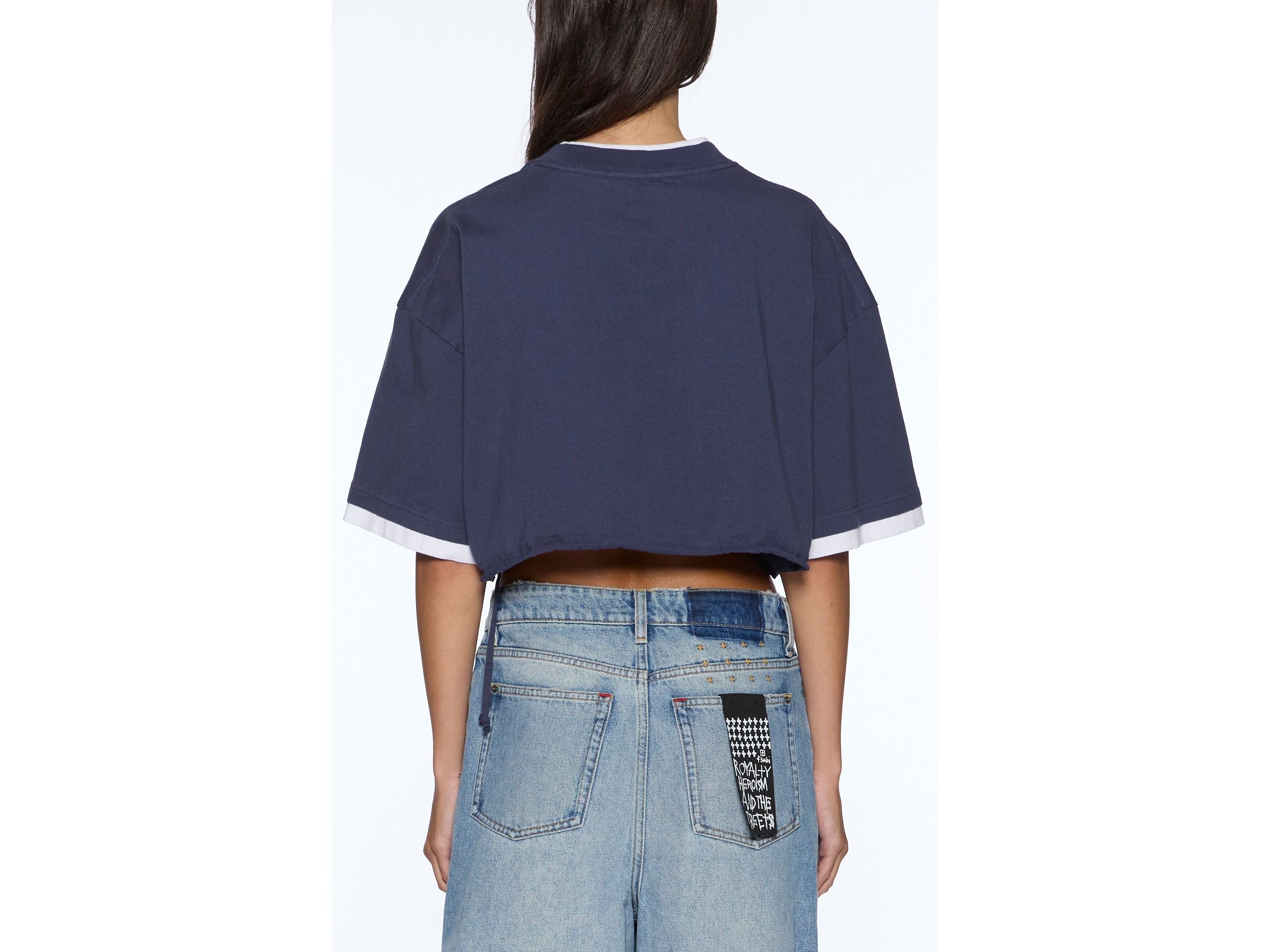 99 boyfriend cropped ss tee ink blue