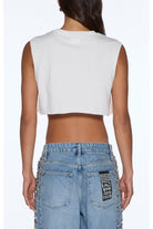 labels crop tank white