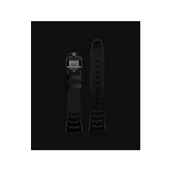 Bracelet montre en rubber haute performance, noir, avec système de fixation rapide pour confort et durabilité.