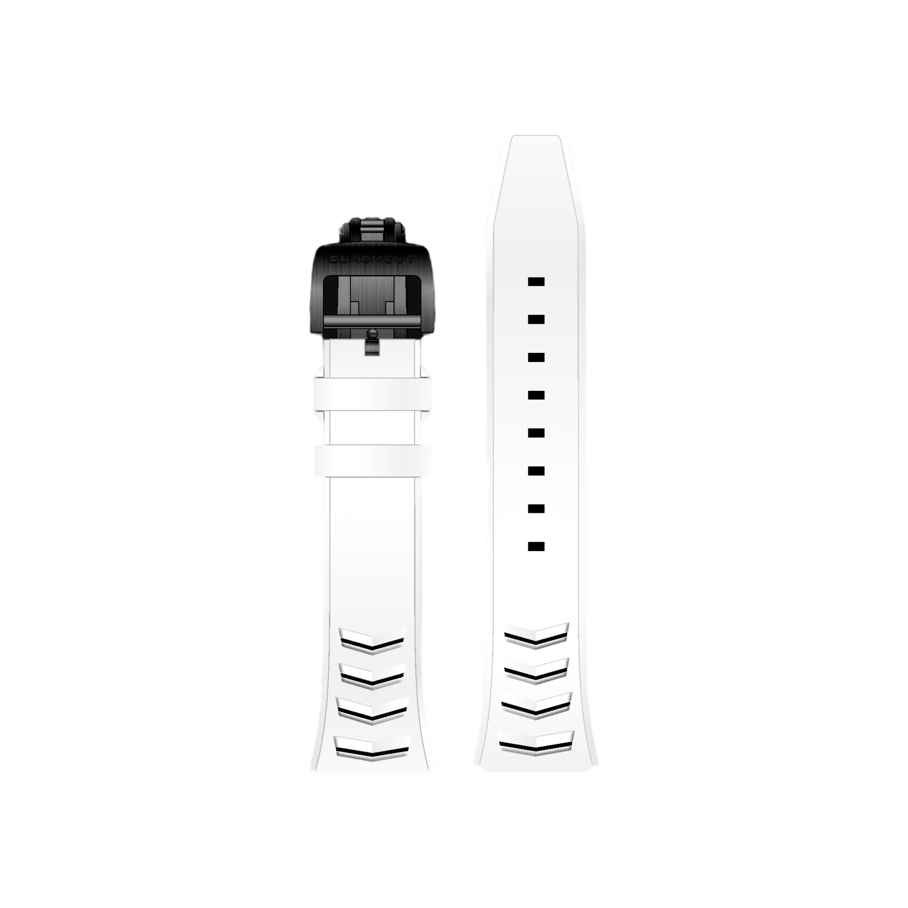 White performance rubber bracelet for XP1, featuring quick-release system and durable design.