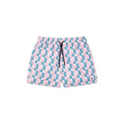 Short de bain Cannage en polyester recyclé, coupe ajustée, motifs colorés, ceinture élastique et poches zippées.
